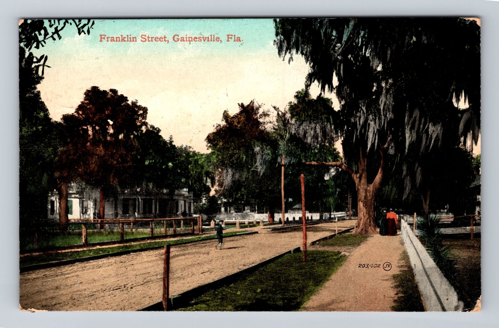 Gainesville FL-Florida, Residential Area, Franklin Street Vintage Postcard