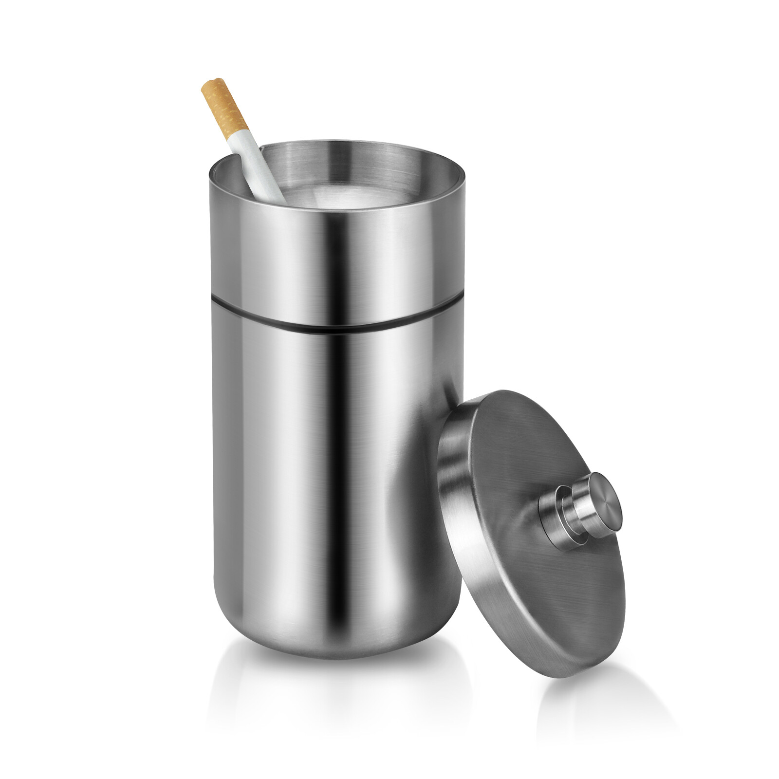 Car Ashtray with Lid Smell Proof Stainless Steel Portable Ash Tray for Car Cup 