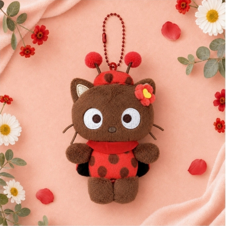 Sanrio Characters Plush Doll Ladybug costume Chococat 8cm Key ring Bag charm