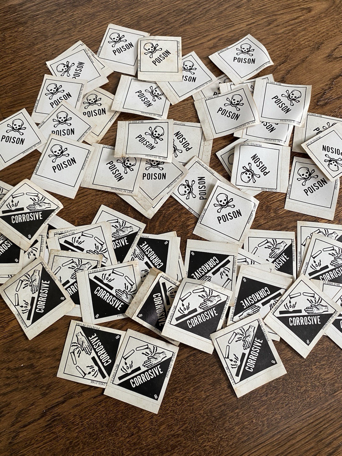 Vintage 80’s Lot Of 57 Poison Sticker Skull Crossbones Hazmat 1.75” Sq Corrosive