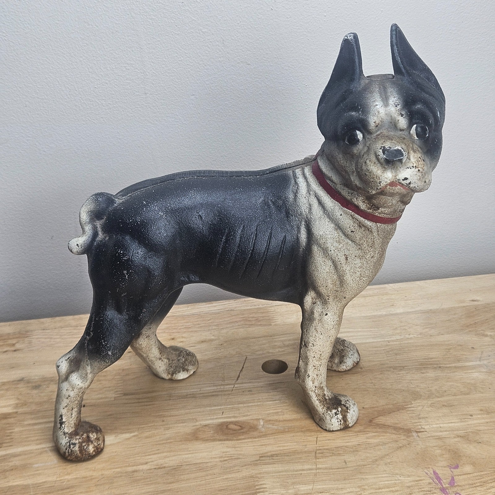 Antique Cast Iron Boston Terrier Doorstop Hubley #331 National #149 Style 7.5 lb