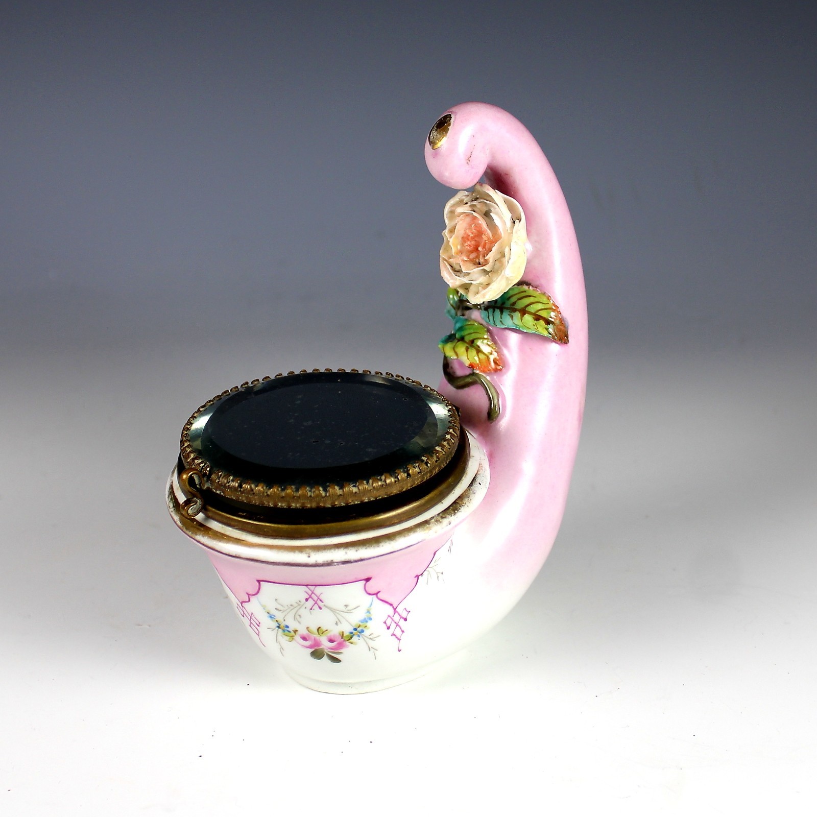 Antique Continental / French ? Porcelain Hinged Trinket / Seals Box