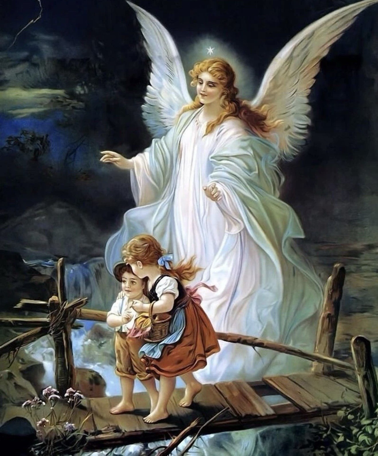 GUARDIAN ANGEL WITH CHILDREN 8X10 PHOTO PICTURE CHRISTIAN ART 022