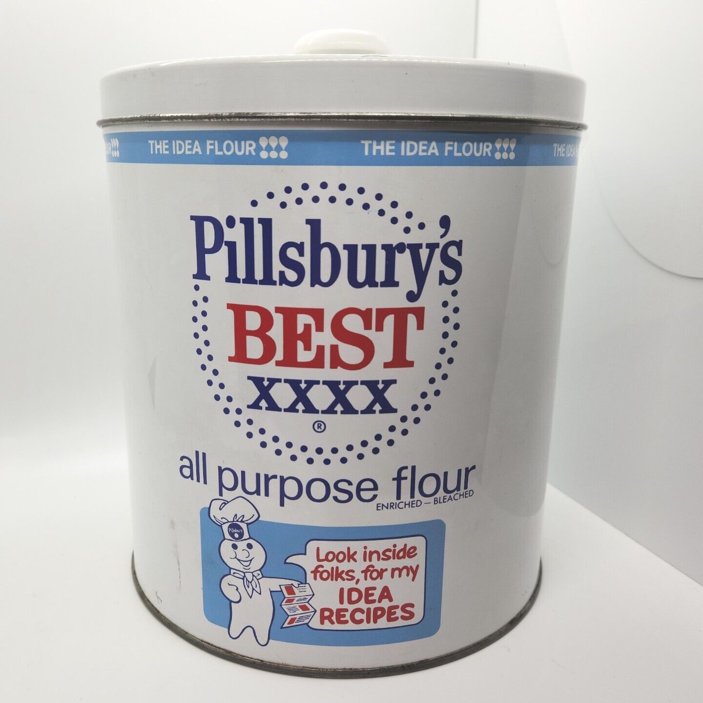Vintage J.L. Clark Pillsbury's Best Metal Tin Flour Canister Pillsbury Doughboy