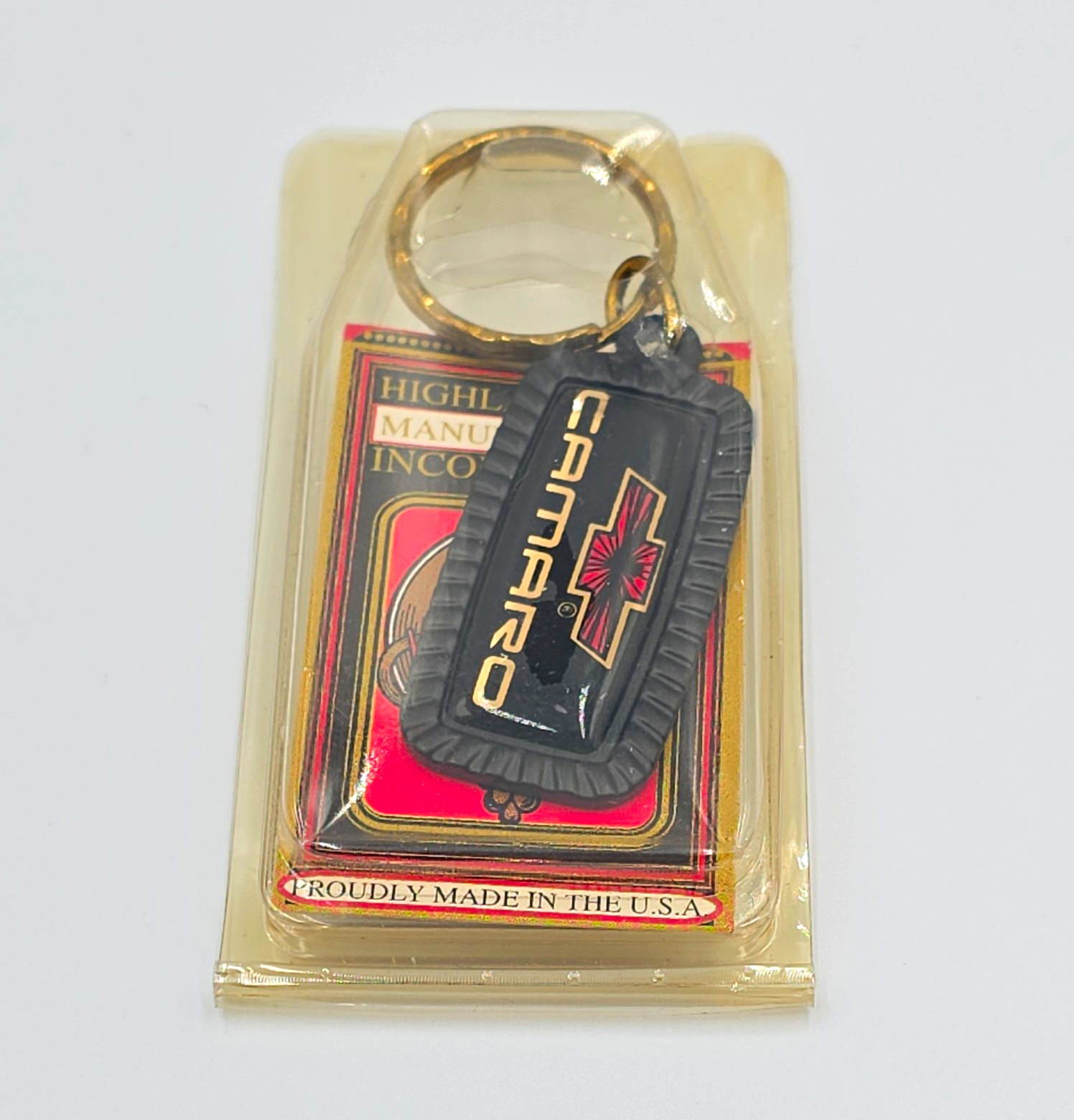 Chevy CAMARO Keychain Key Ring Highland Glen Mfg USA Made Original Pkg Vintage