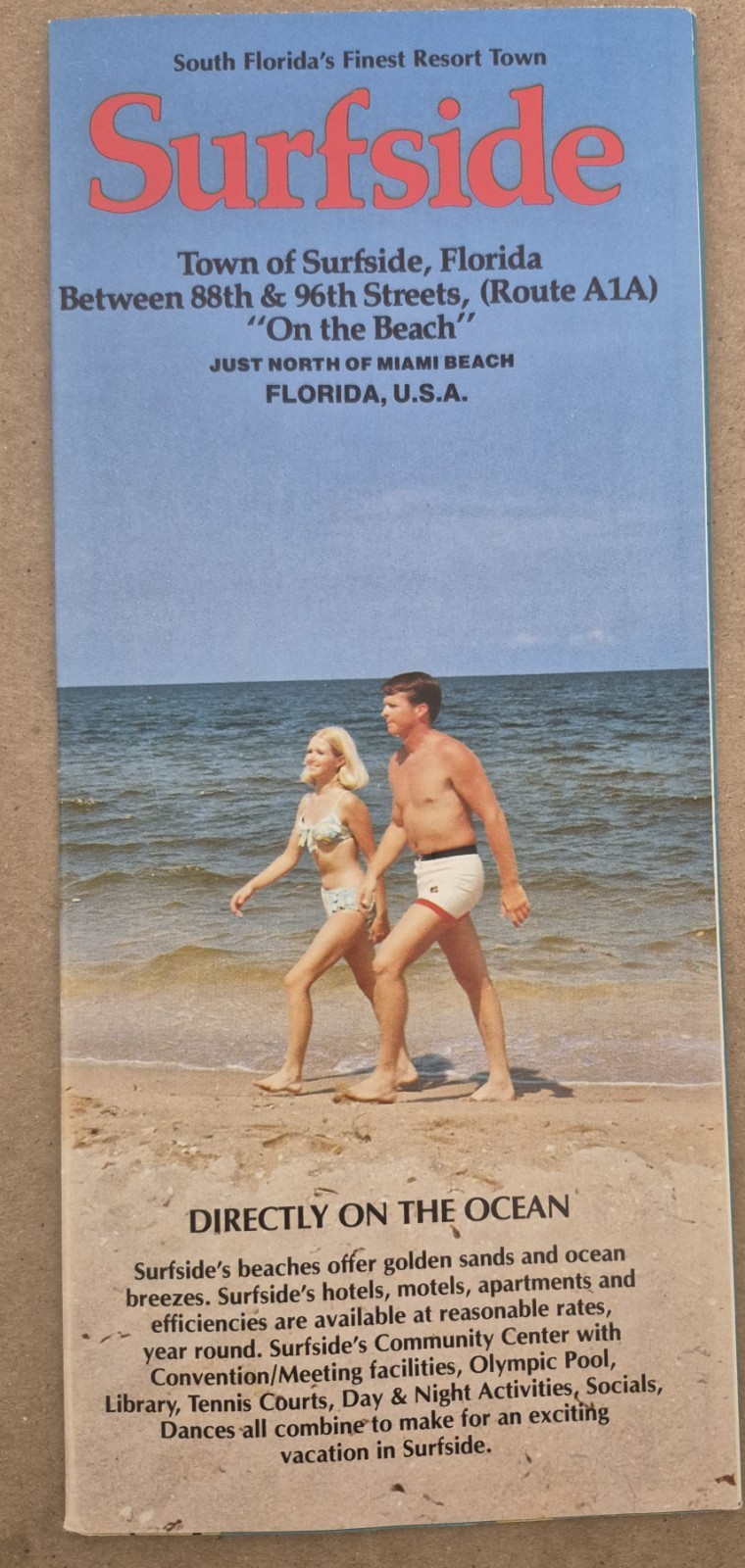 Vintage 1981 Surfside Florida Tourist Brochure Miami Beach Hotels Map Travel