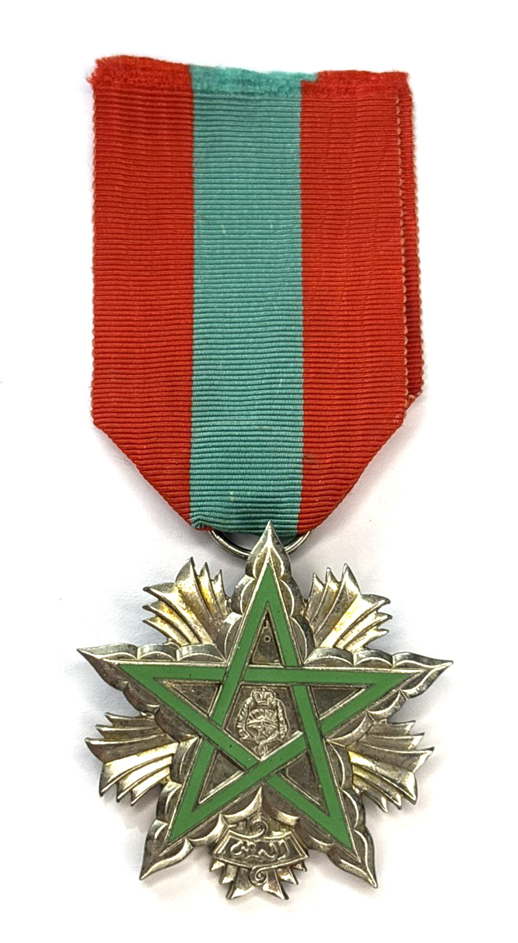Morocco Order of the Throne 5th Class Knight Silver Enamel Original Medal