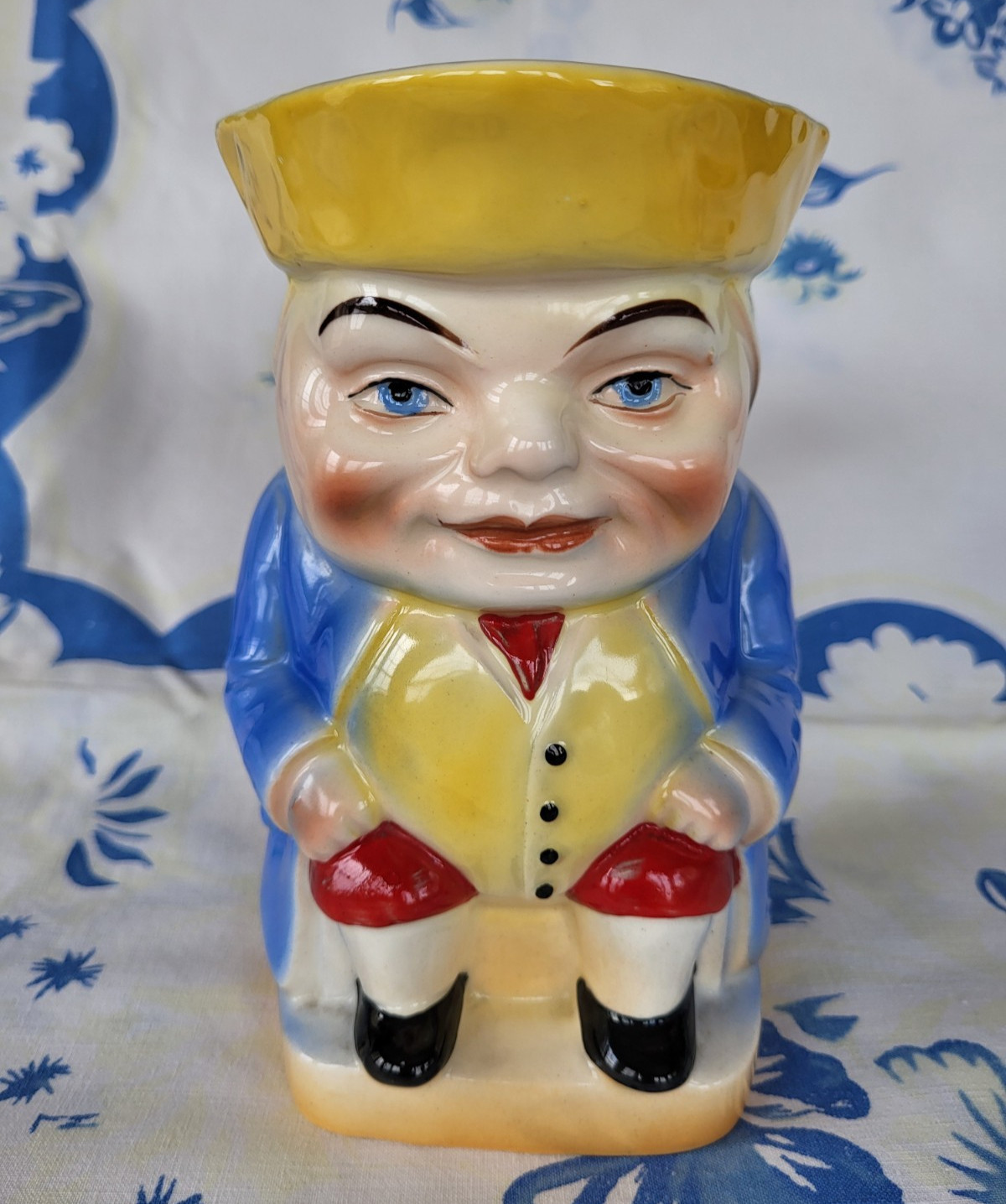 VTG Czech Glazed Colonial Man Toby Jug Pitcher 24 oz Czechoslovakian Face Mug