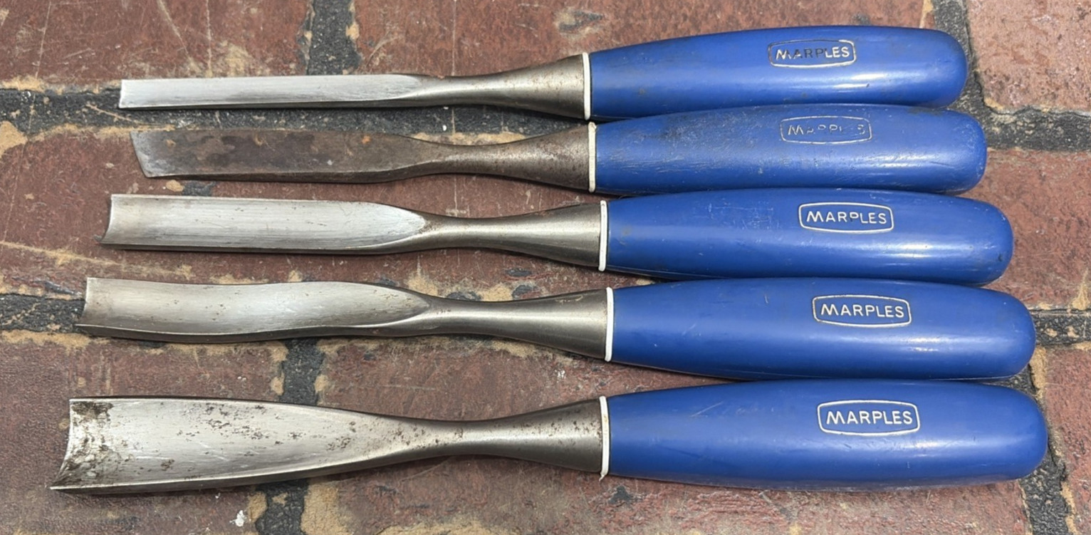 5 Pcs Marples Chisels Woodworking Hand Forged Sheffield England