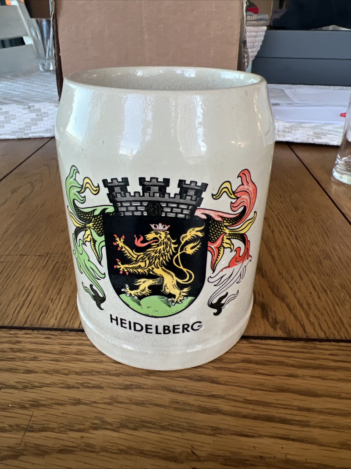 Vintage Heidelberg Germany Beer Stein 0.5L Ceramic Mug Coat of Arms Lion