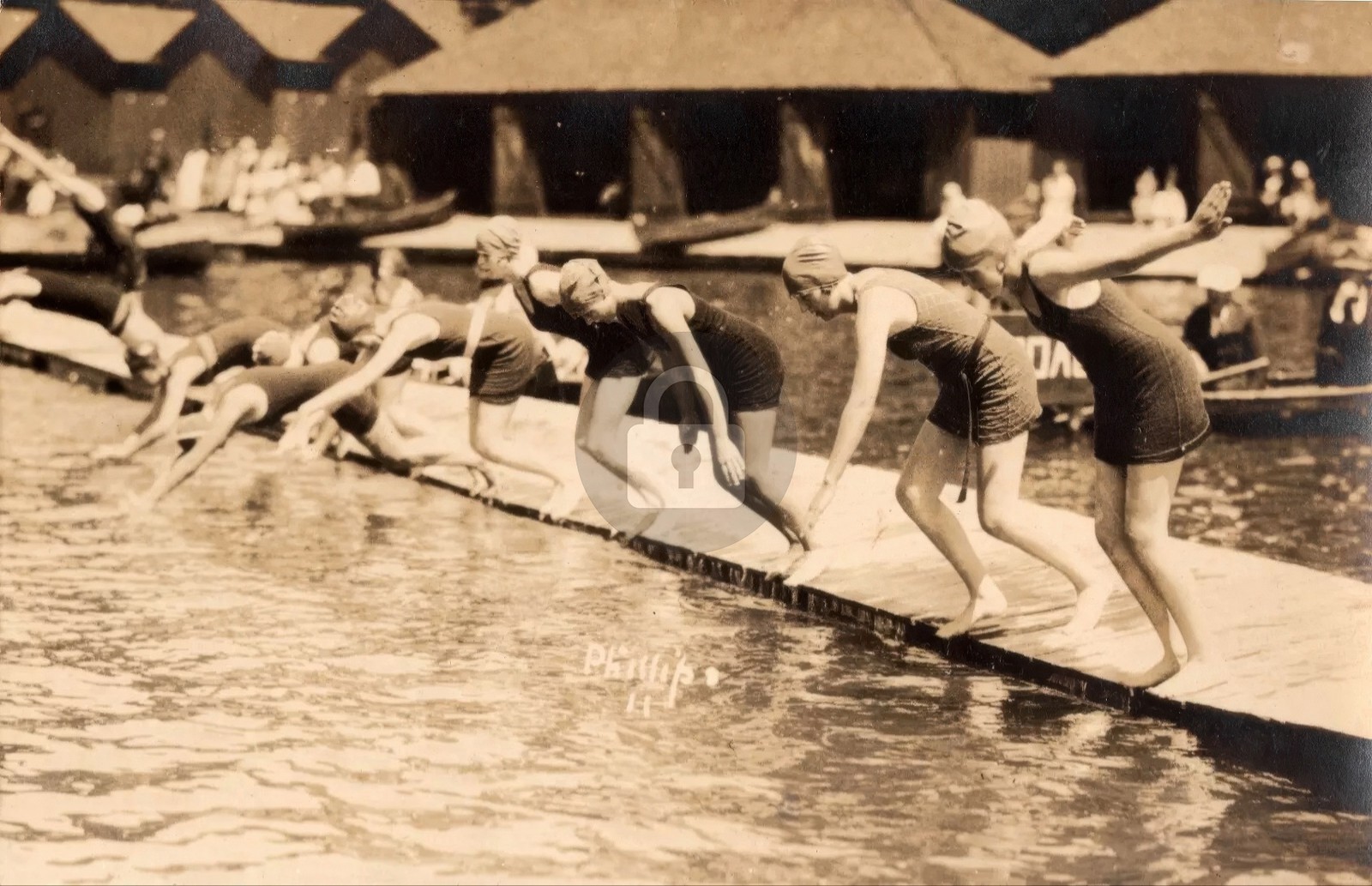 1920s Eagles Mere PA Pennsylvania swimming RPPC Photo Postcard COPY