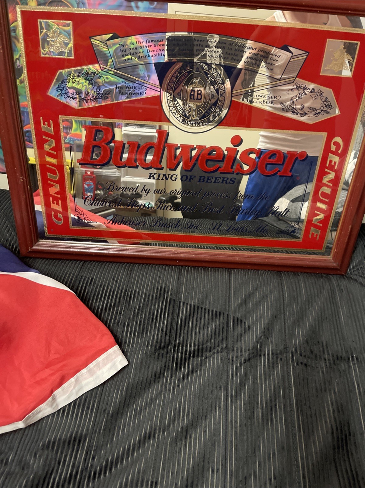 Vintage Budweiser Beer Mirror Sign King Of Beers Genuine Anheuser-Busch  15”x15”