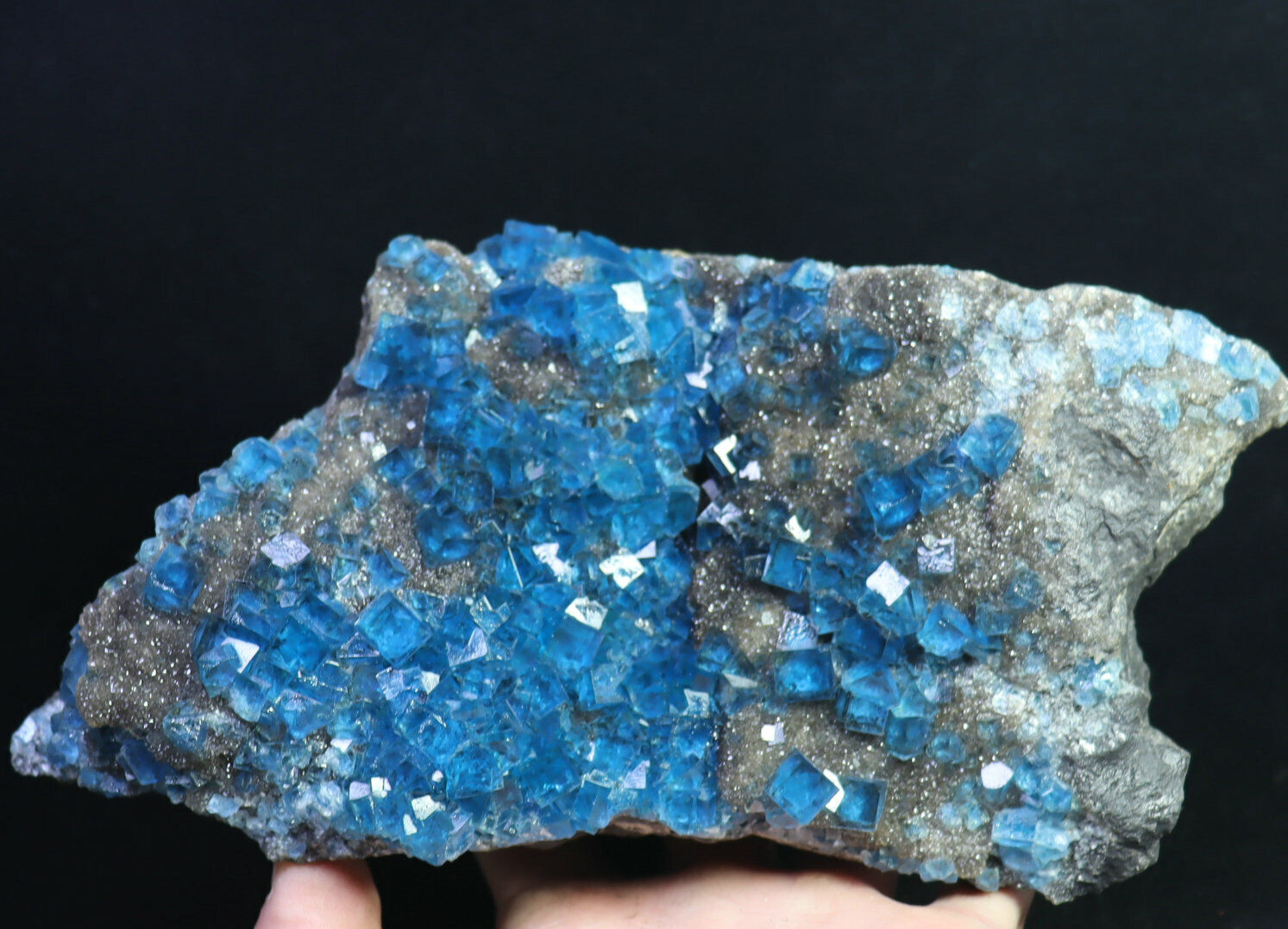 2.97lb Beauty Rare Blue Cube Fluorite Crystal Mineral Specimen/China