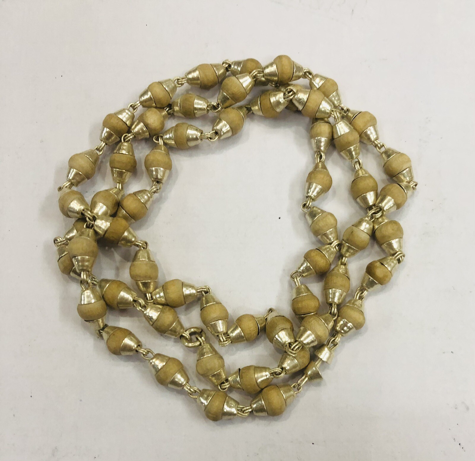 Natural TULSI TULASI Mala with 925 Sterling Silver Caps 23 inch F/S
