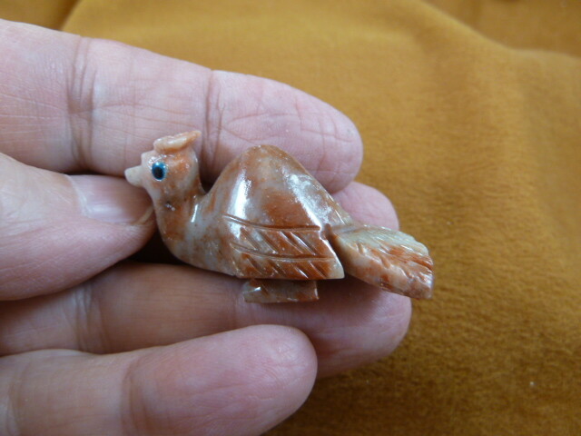 (Y-BIR-PEA-13) baby red white PEACOCK carving SOAPSTONE Peru love peacocks