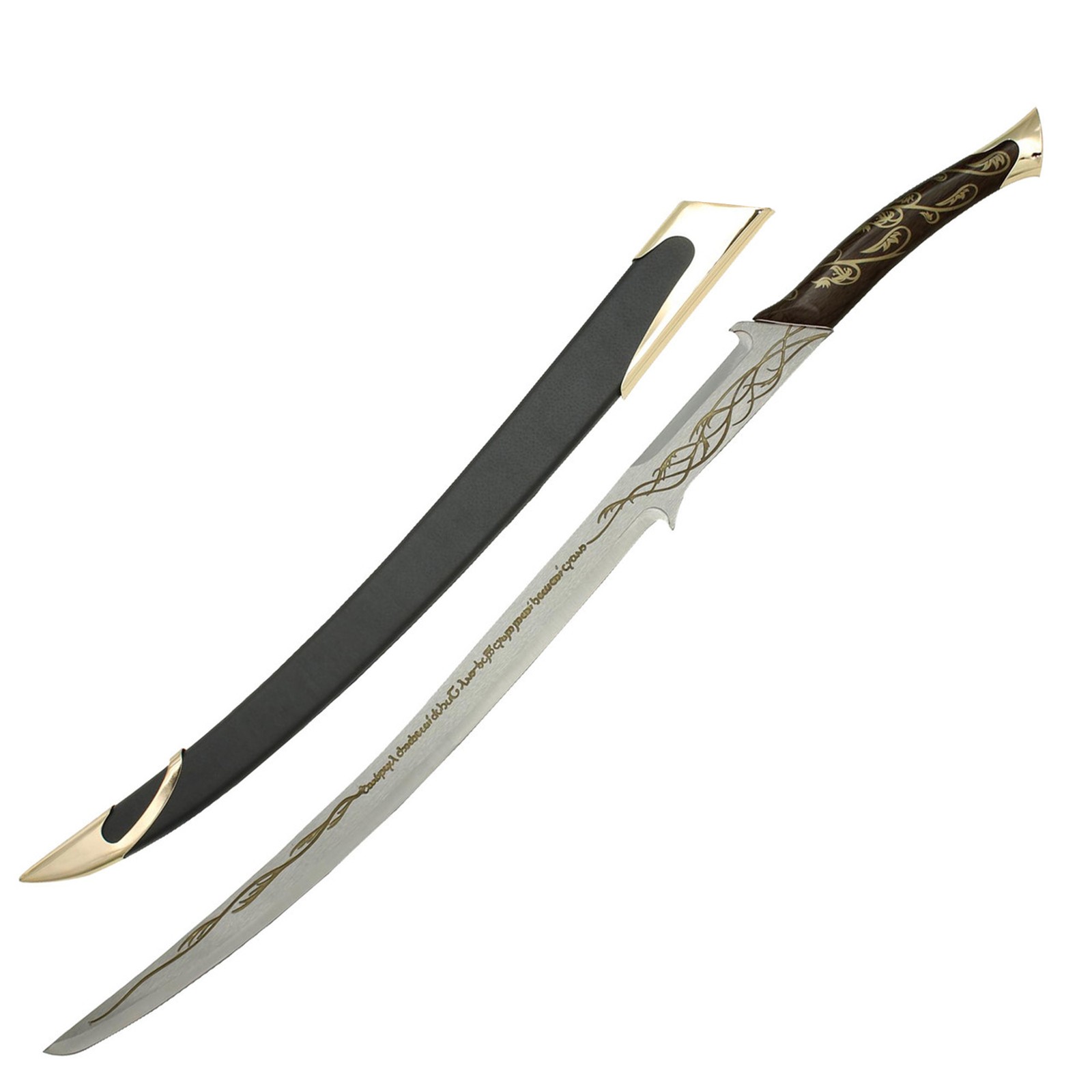Hand-Forged Fantasy Long Sword: Engraved Carbon Steel Blade Decorative Scabbard
