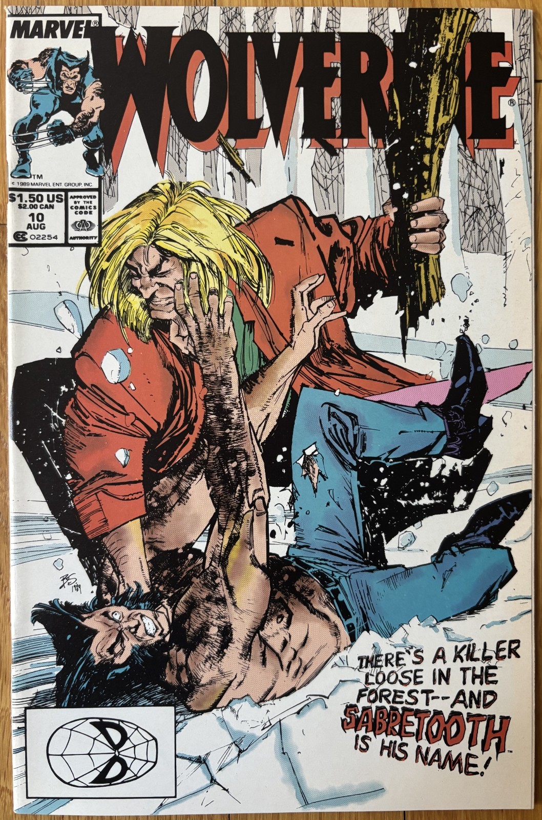 Wolverine #10 1st Silver Fox Sabretooth Battle Claremont Marvel Comics 1989