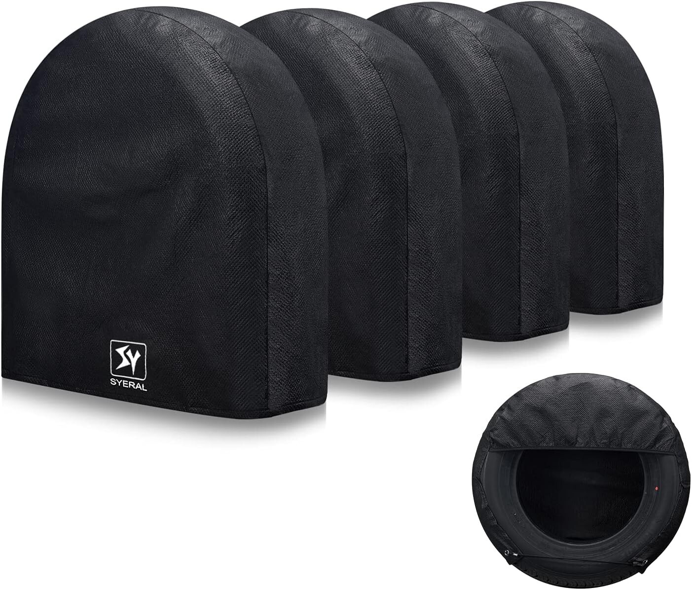 Tire Covers Set of 4,Upgraded 5 Layer Nonwoven RV Wheel Covers, Waterproof Anti