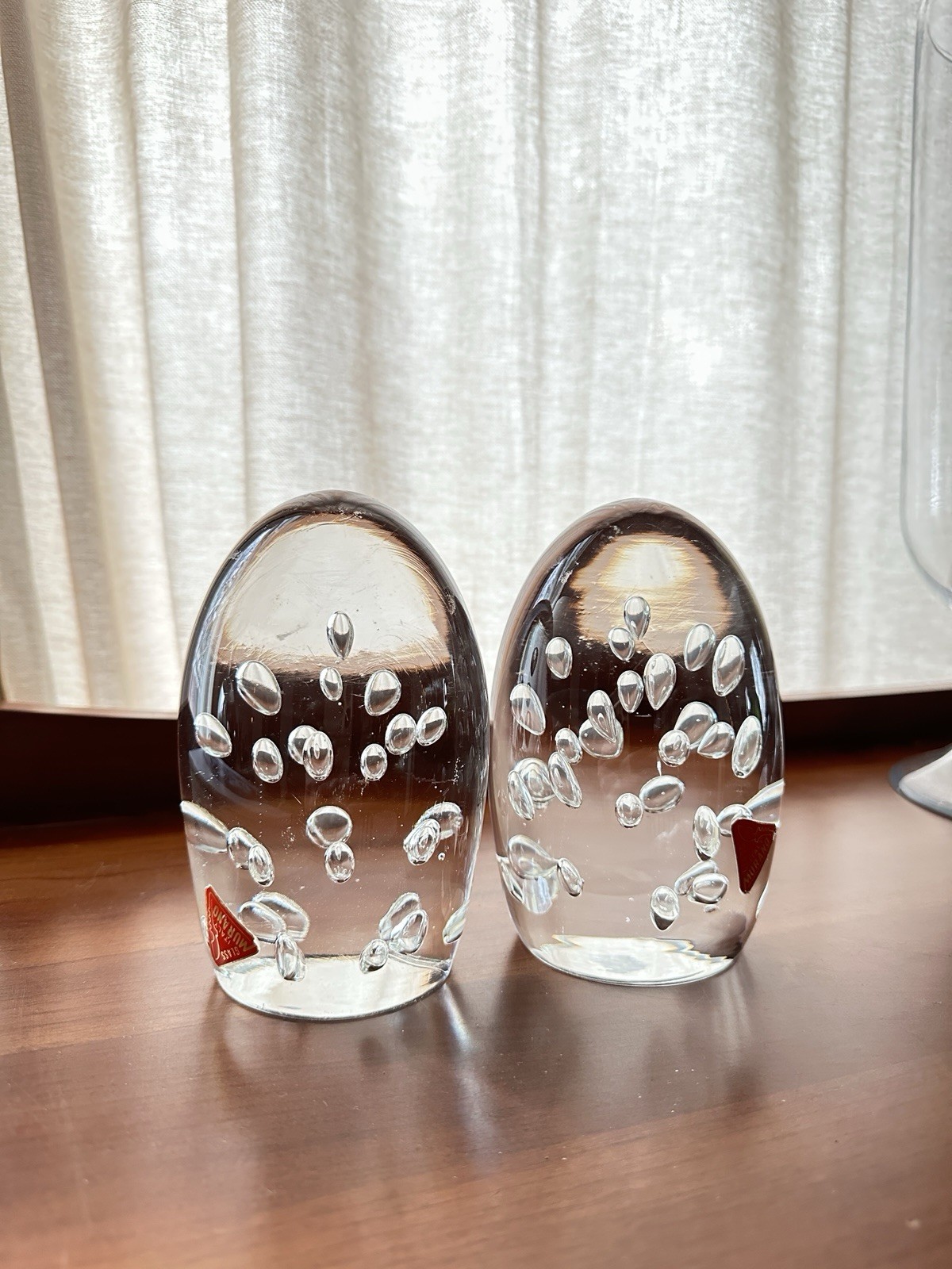 Vintage 1960s Murano Bubble Bookends Ferro & Lazzarini  Factory 6” Set Clear