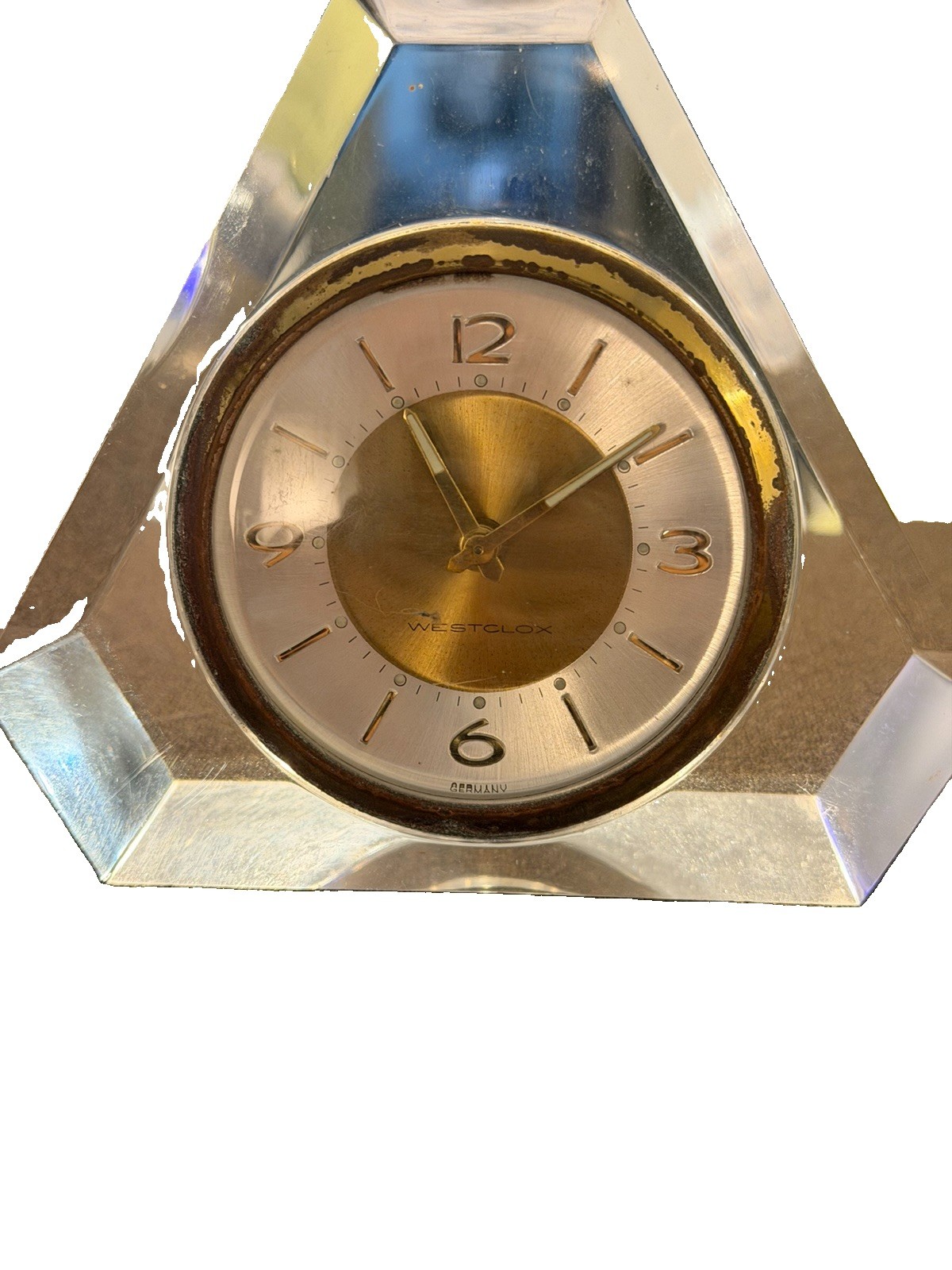 Vintage Westclox, Lucite, MCM Alarm Clock, Running / Working, Made In Germany Vintage Westclox, Lucite, MCM Alarm Clock, Running / Working, Made In Germany