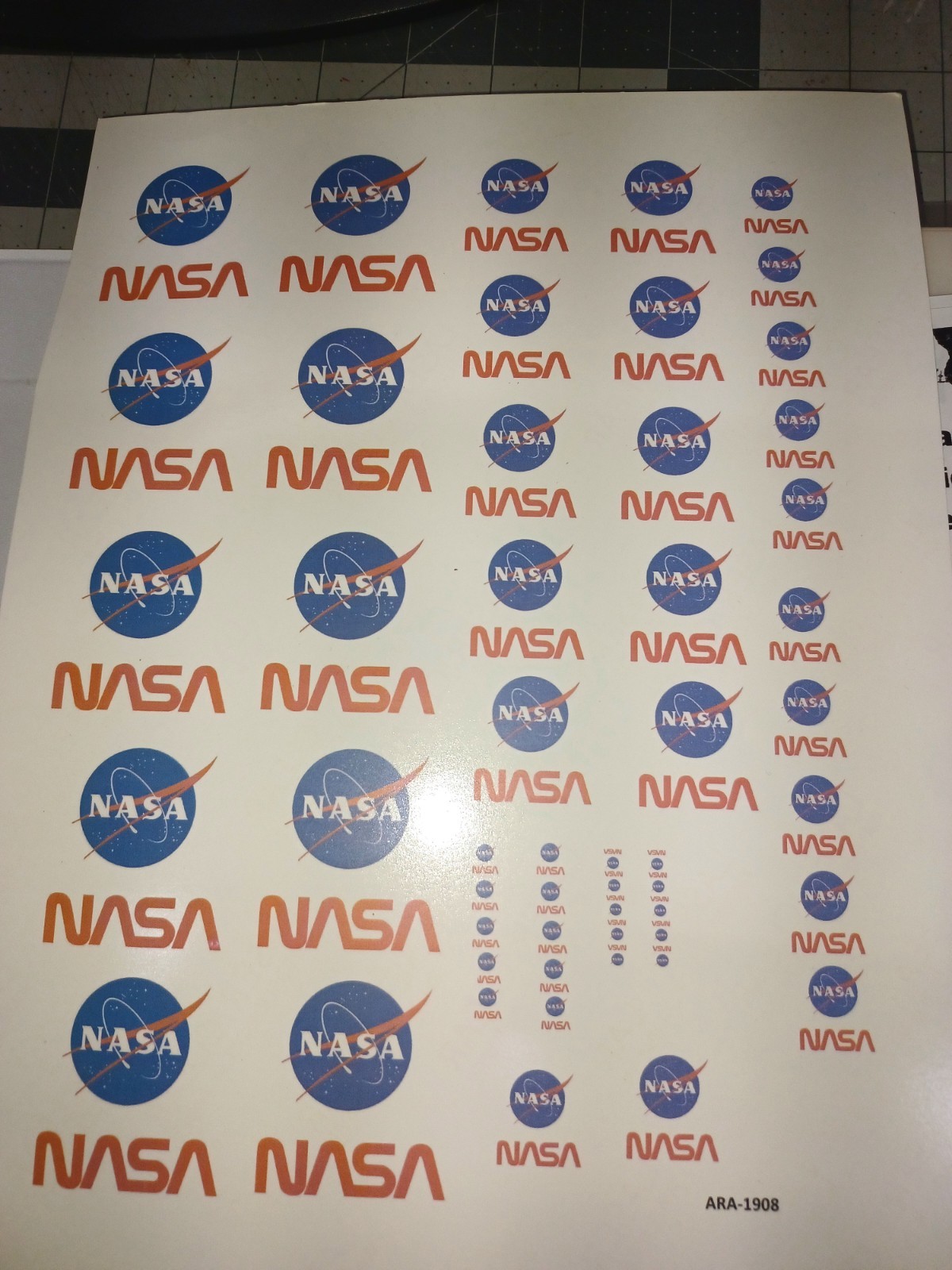 DECALS- NASA MEATBALL   (Waterslide)  Model Rocketry FULL PAGE