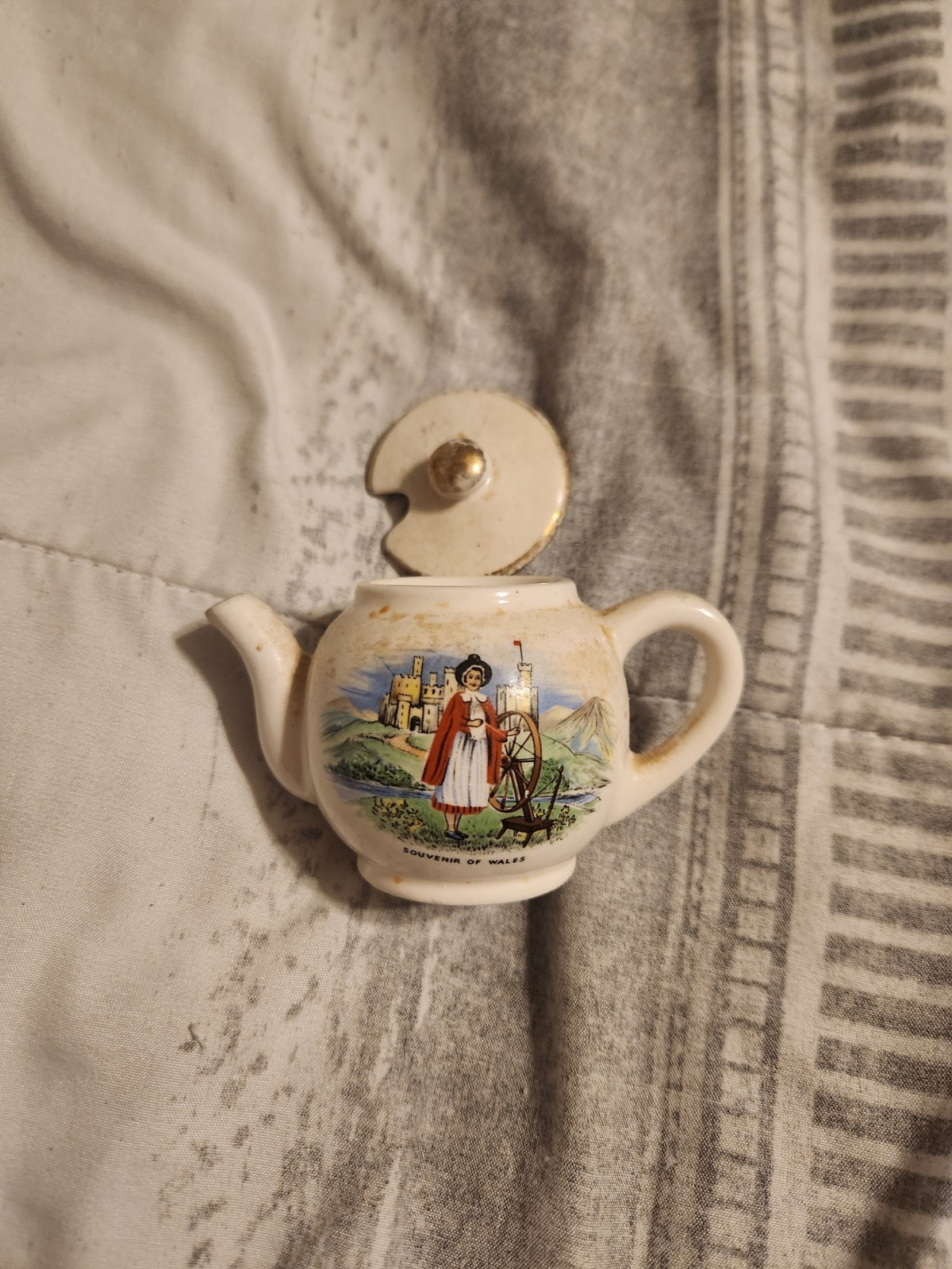 Vintage Souvenir of Wales Ceramic Jug Llandudno
