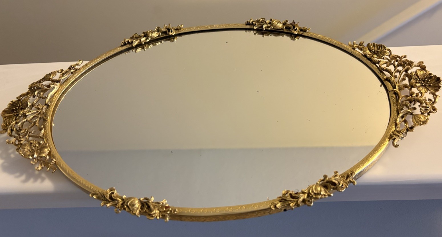 Vtg Matson 368 Ornate Oval Golden Roses Vanity Mirror Tray Ormolu 26x9 Velvetpad Vtg Matson 368 Ornate Oval Golden Roses Vanity Mirror Tray Ormolu 26x9 Velvetpad