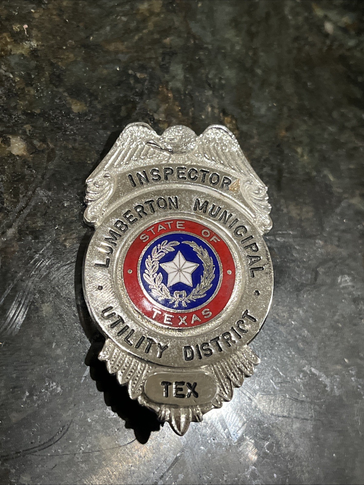 Vintage Obsolete Lumberton Municipal Utility District Inspector Badge Blackinton