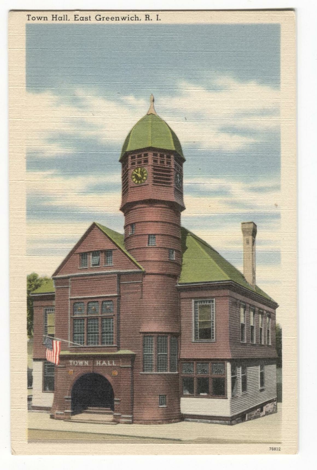 Postcard Town Hall East Greenwich RI Rhode Island 