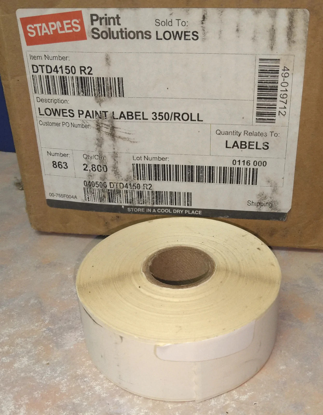 Lowe's Paint Labels 3.5 X 1  350 Per Roll  7 Rolls