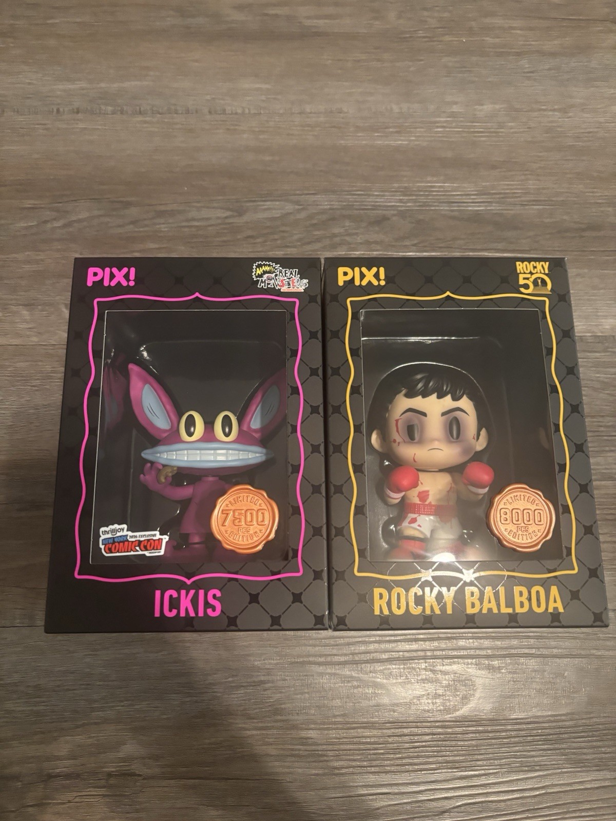 Thrilljoy PIX Mixed Lot 2 Vinyl Figures Ickis Rocky Balboa Limited NYCC Boxed