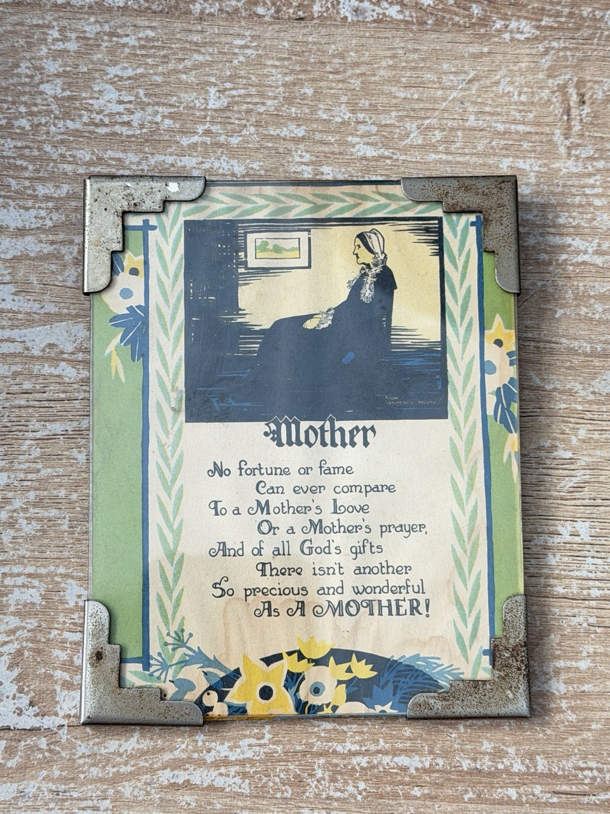 Vintage 1930’s 1940’s Mother’s Love Motto Poem 4”x5” Themed Print Whistler’s