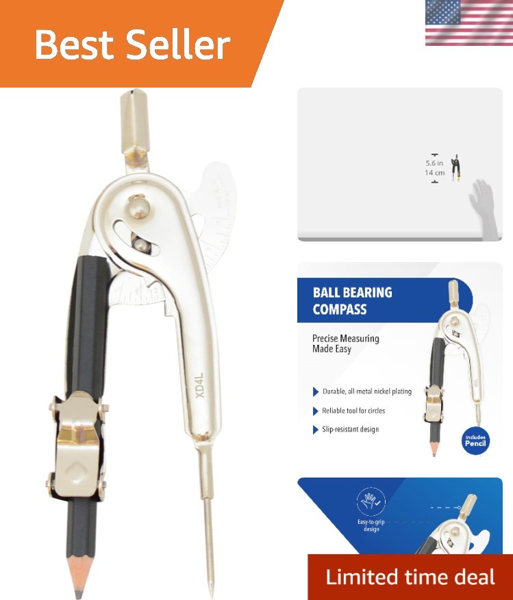 Ergonomic Nickel-Plated Drawing Compass with Pencil – Perfect for Professionals