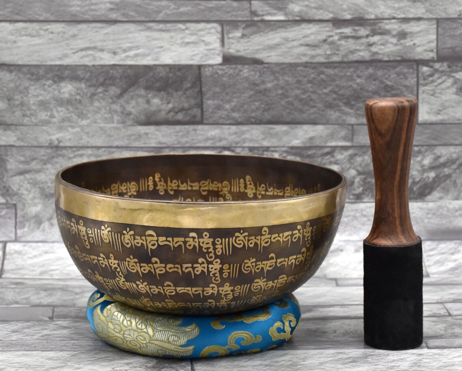 8.5 inch Mantra Etching Bowl-Tibetan Singing Bowl-Om Mane Padme Om-Handmade Bowl