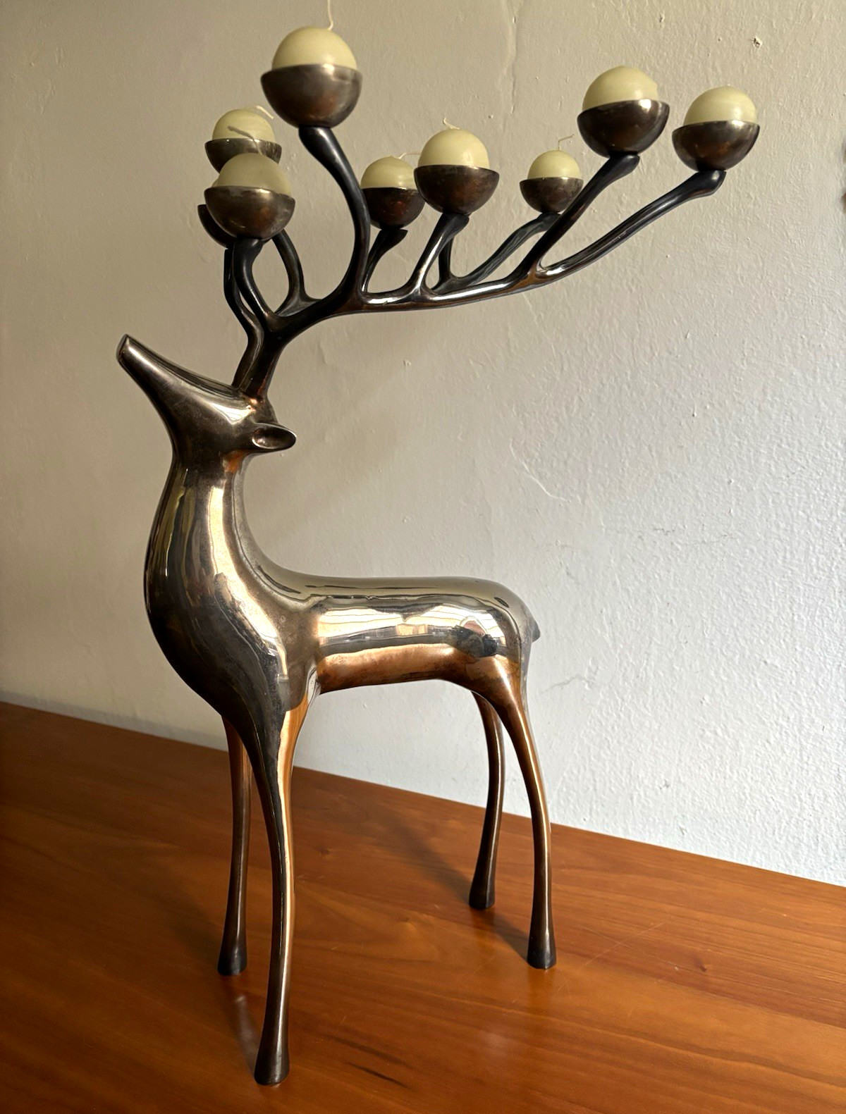 Vintage 1997 Pottery Barn Silver Plated 10-Point Reindeer Candelabra 20” candles