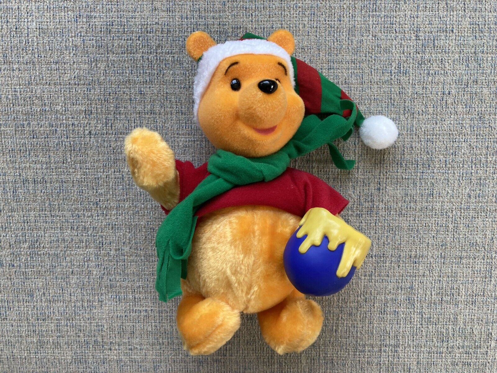 Disney Winnie the Pooh Plush Christmas Ornament Animated Honey Santa\'s Best 11\