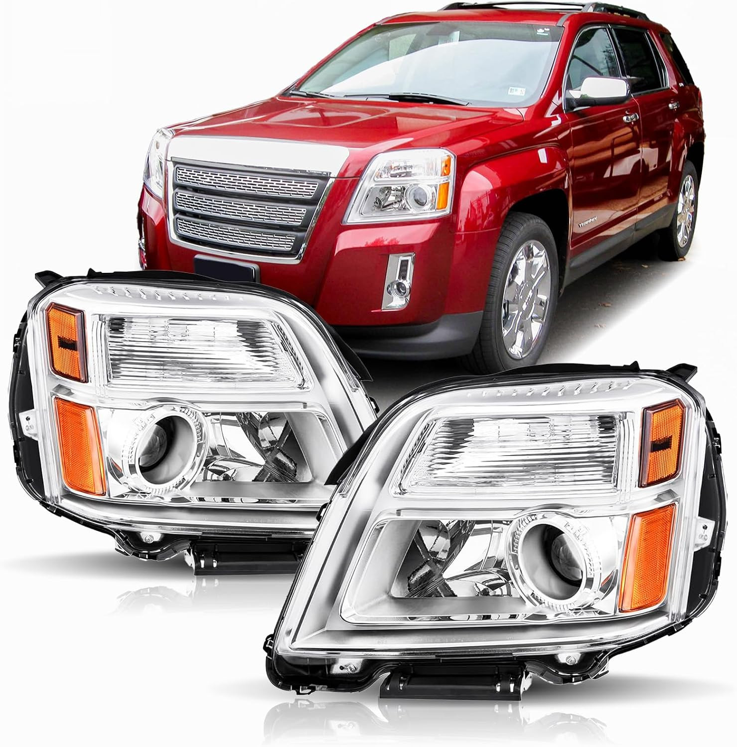 Chrome Headlights Assembly for 2010-2017 GMC Terrain