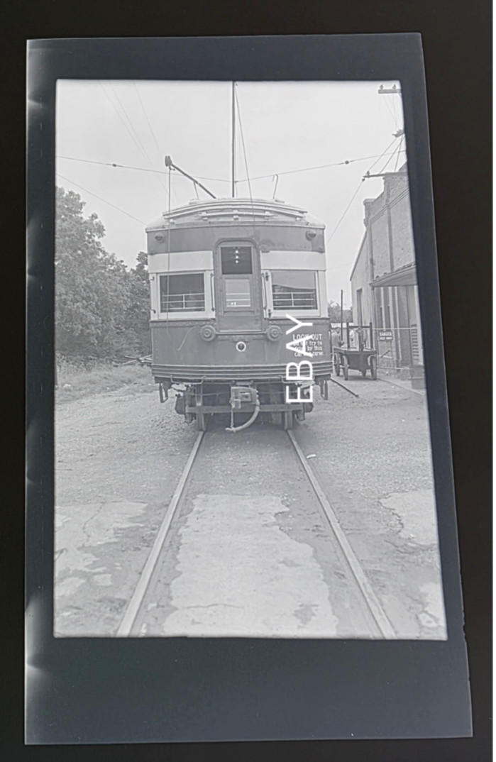 C. 1940s Texas Electric Railway Interurban Trolley Rear View Photo Negative