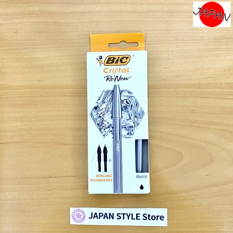 BIC Cristal Re'new Ballpoint Pen CRBLK-3P 1.0mm with 2 Refills 【DT from Japan】