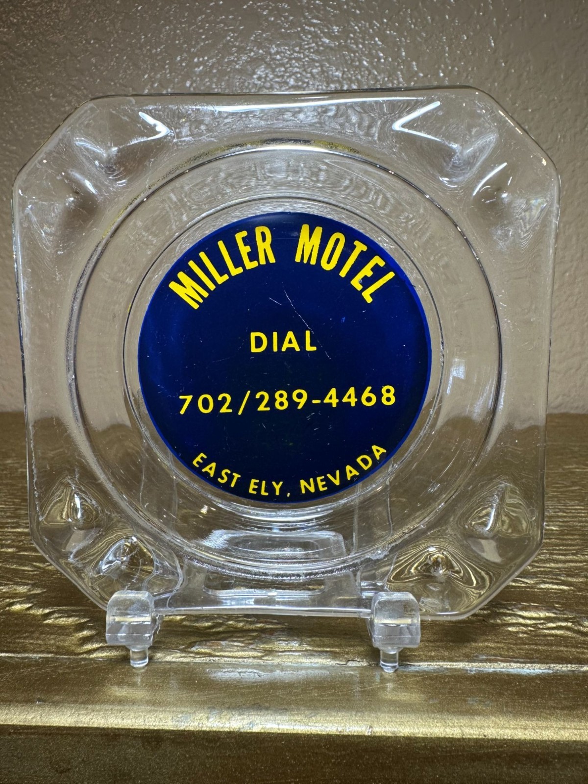 Vintage 1960s Miller Motel East Ely Nevada Advertising Glass Ashtray Collectible