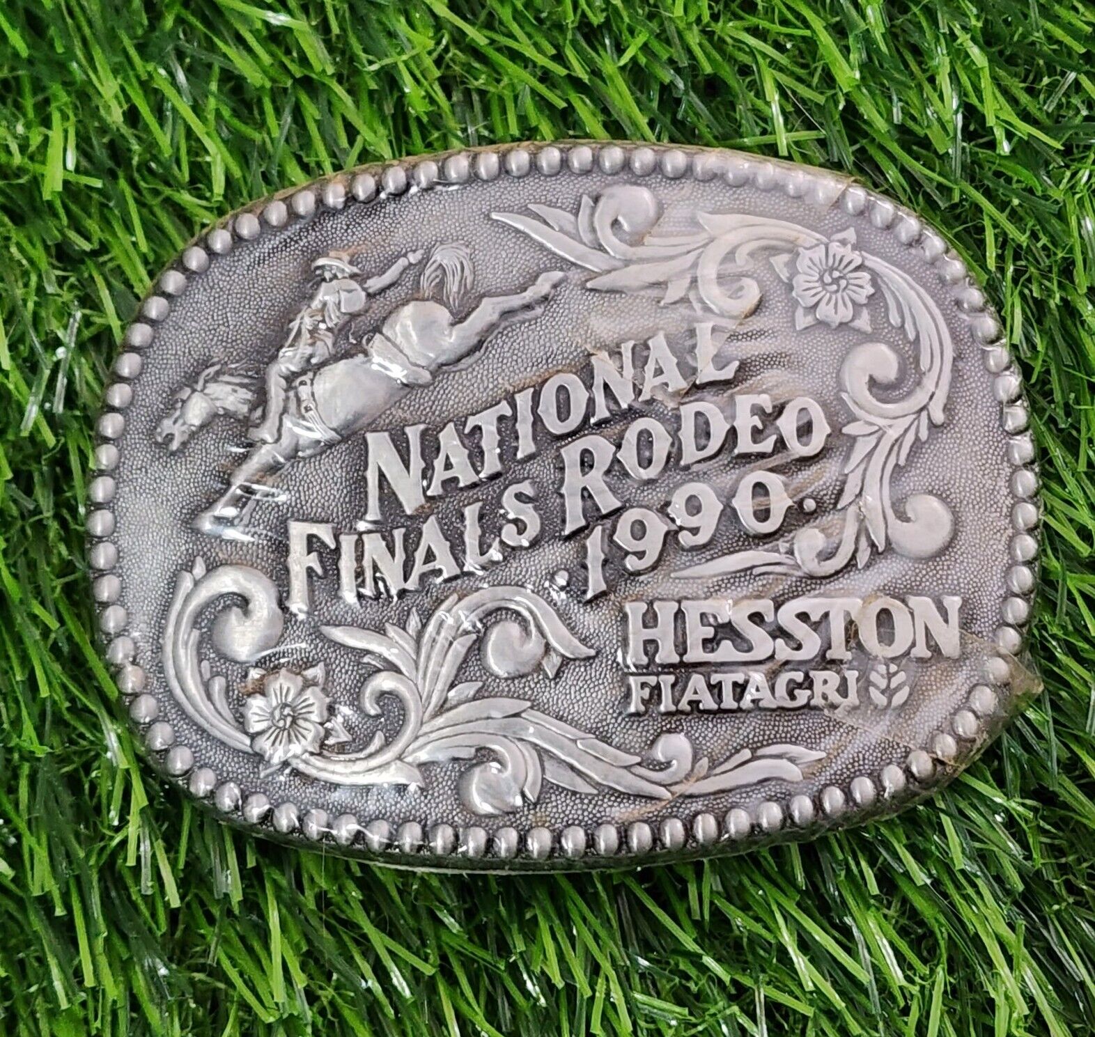Hesston National Finals Rodeo Belt Buckle 1990 Commemorative Series 