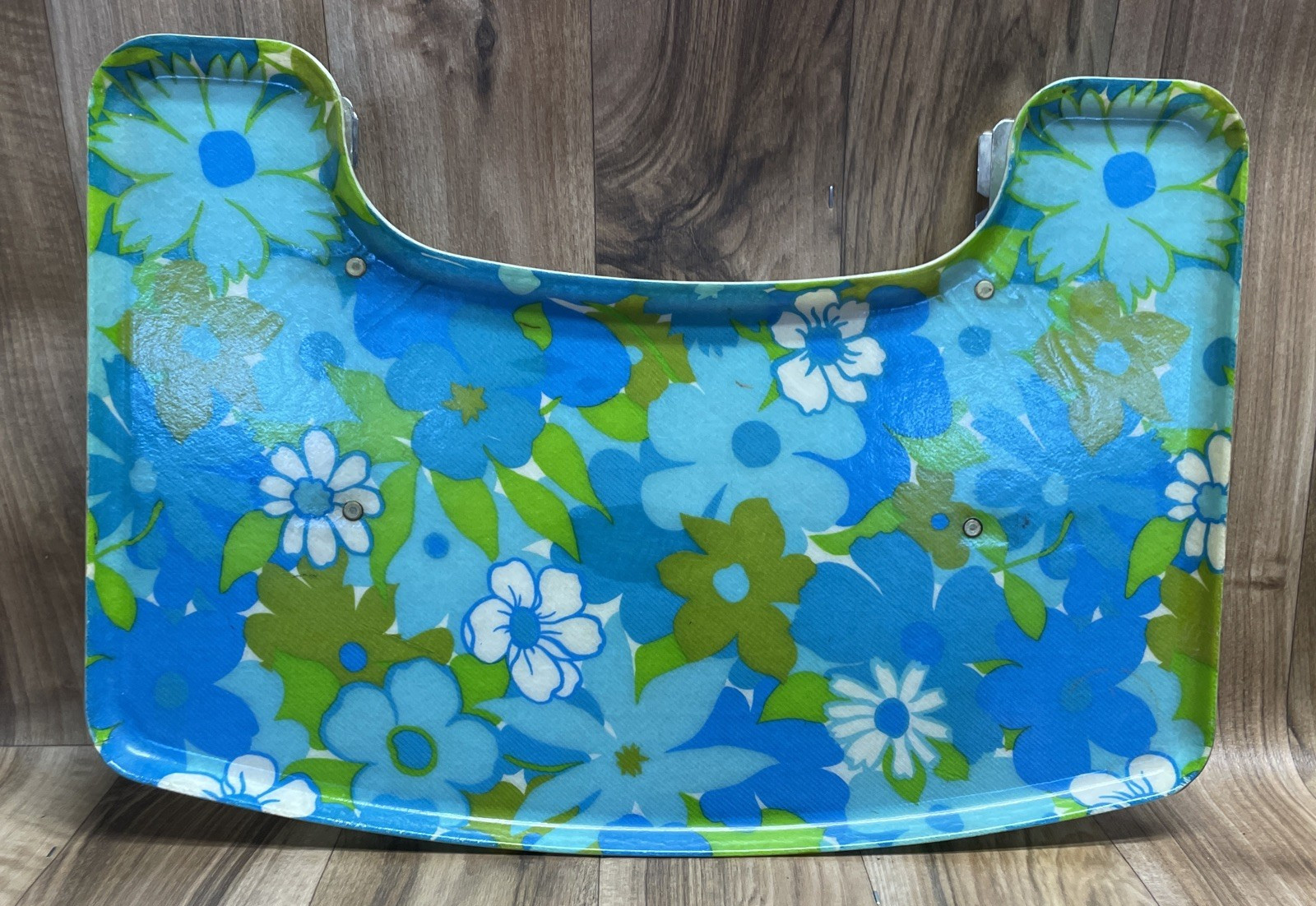 Vintage MCM 1970's Flower Power Baby High Chair Fiberglass Tray Table Kitchen