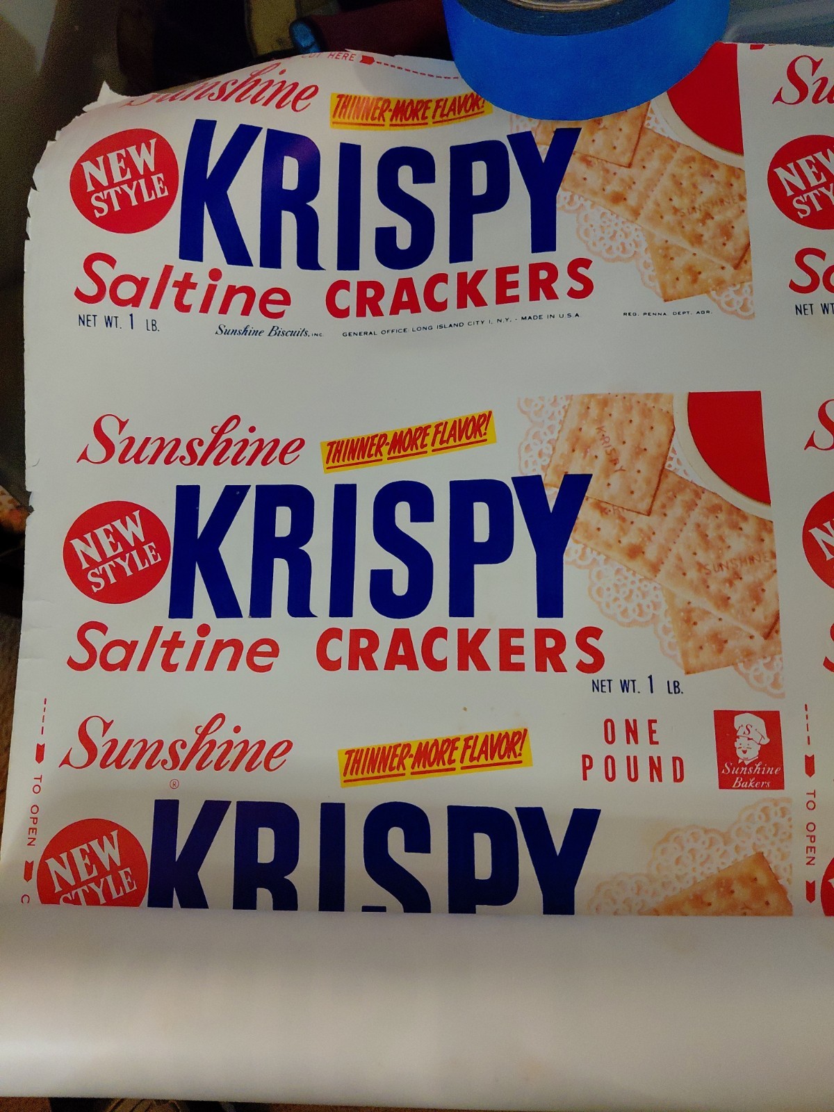 Roll of Vtg Sunshine Krispy Saltine Cracker 30 inches × 100 Ft. Est. 