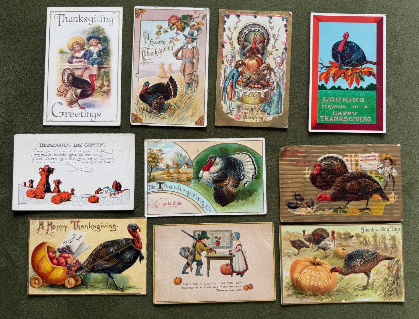 LOT 10 Antique Thanksgiving Postcards 1900s Turkey Tuck Wessler Weaver Embossed