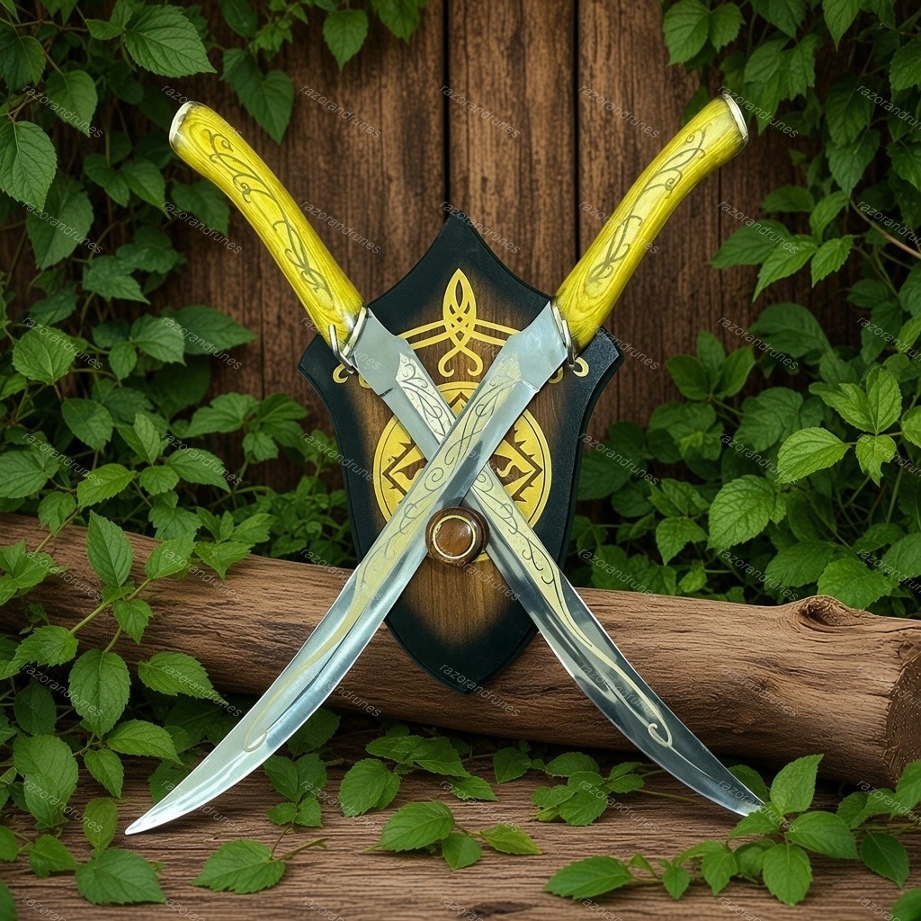 Legolas Sword Daggers The Hobbit LOTR Greenleaf Duo with Plaque Gift for Fans