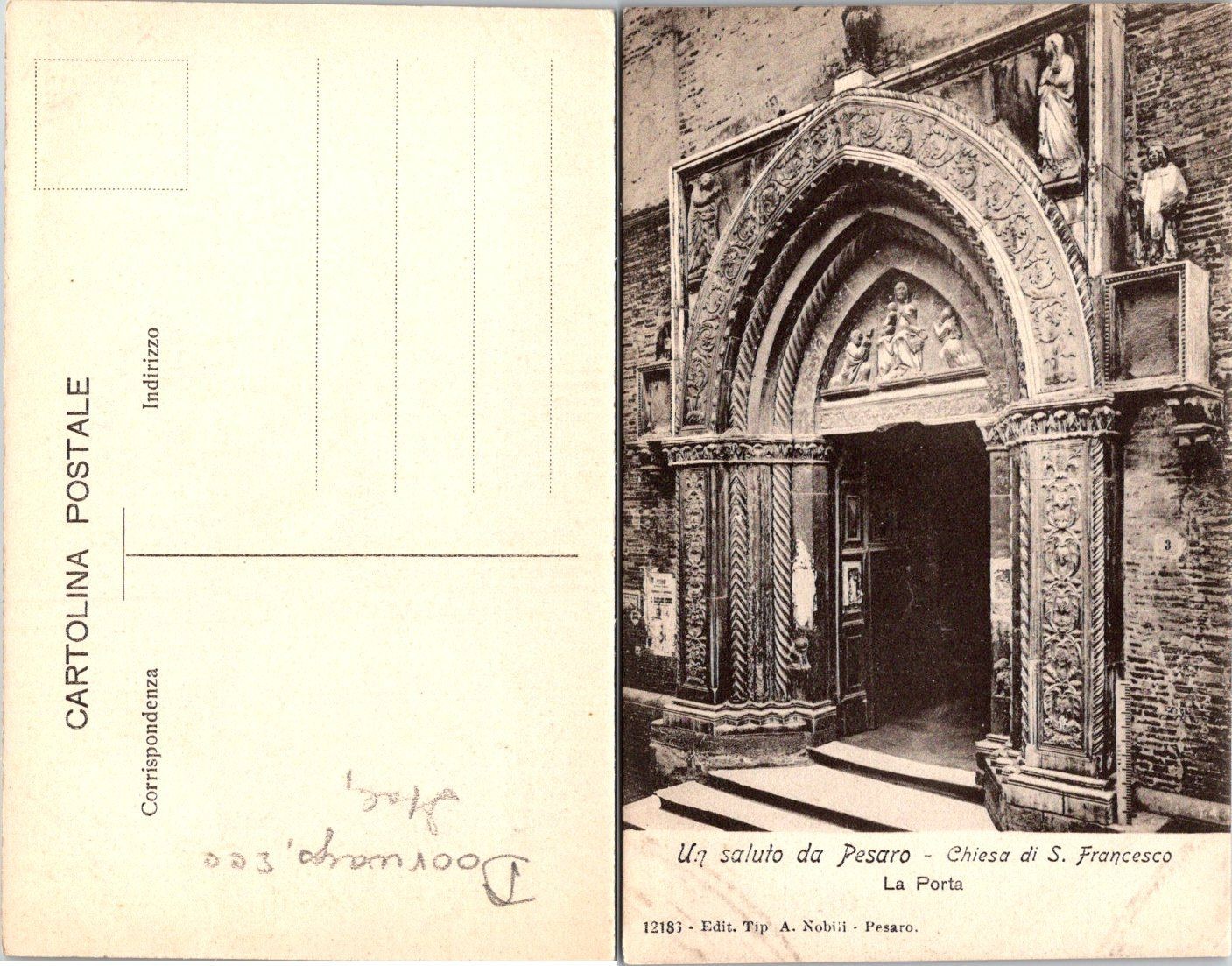 Pesaro Italy Vintage Postcard Chiesa di S Francesco La Porta Unposted Sepia