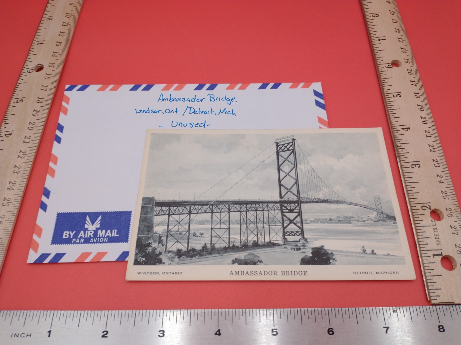 Ambassador Bridge Longest Int\'l Suspension Windsor ON/Detroit MI Postcard #1468