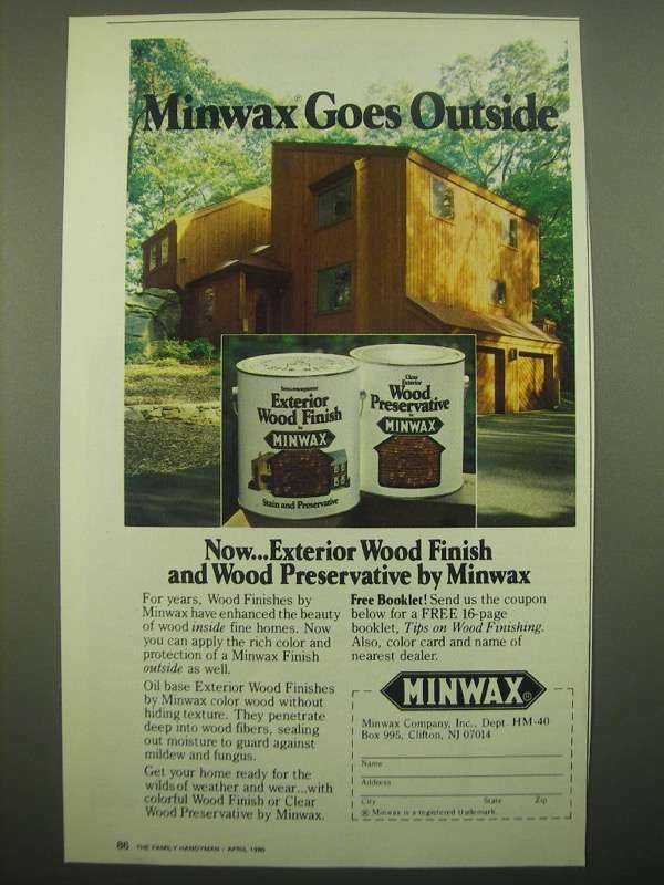1980 Minwax Exterior Wood Finish and Wood Preservative Ad - Minwax Goes Outside