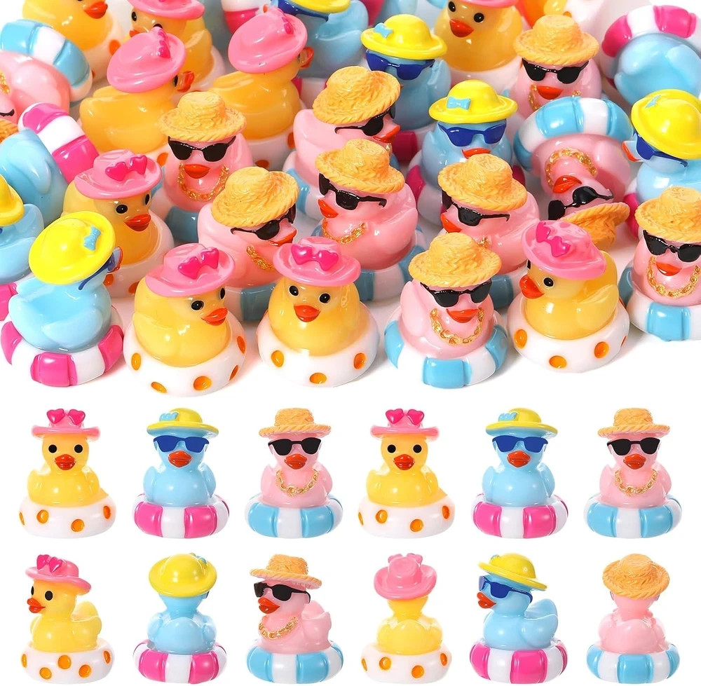 GGSTDDU Summer Mini Resin Ducks, Hawaii Beach Tiny Cruise Ducks Funny Miniature
