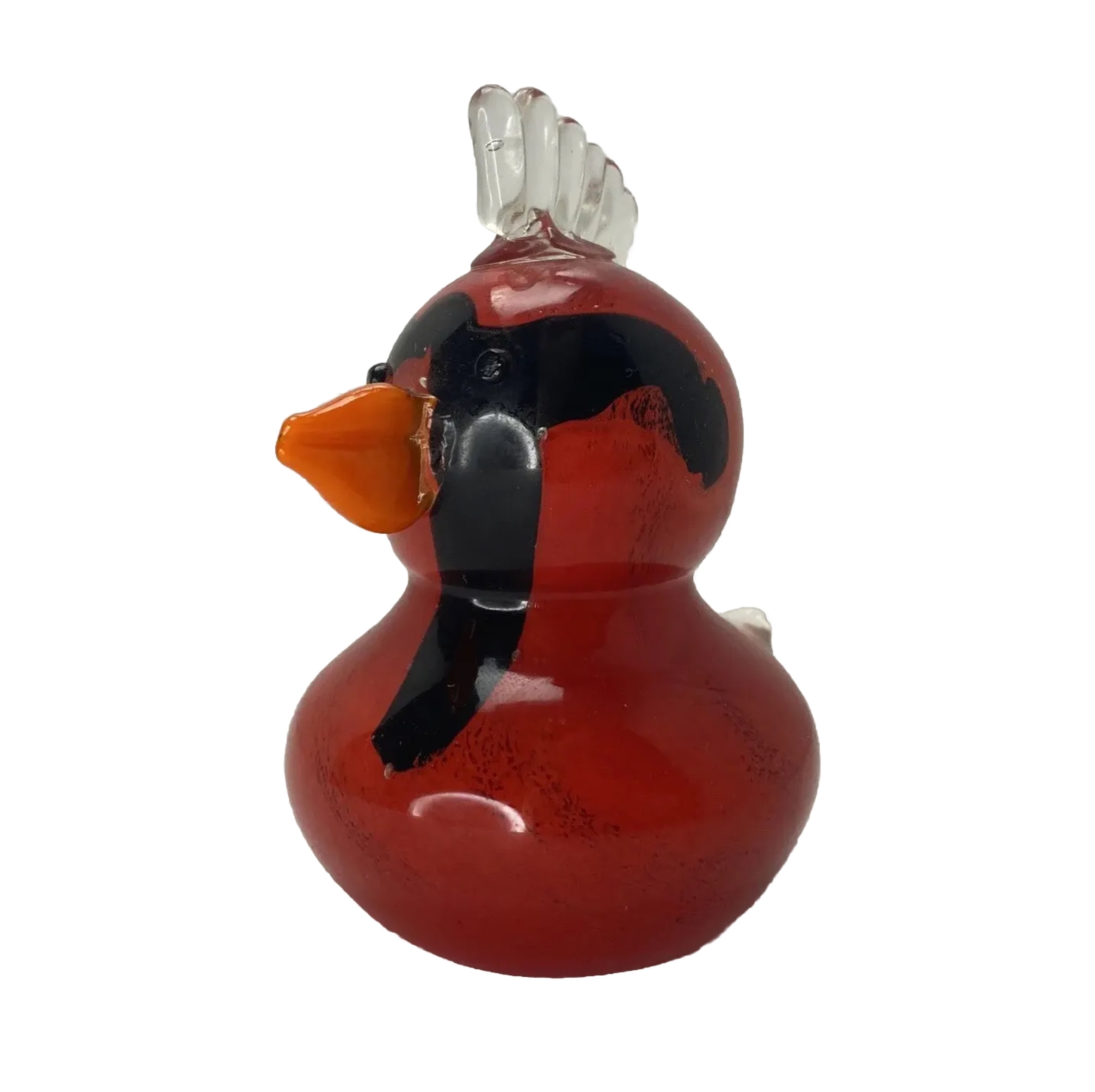 Red Bird CARDINAL Art Glass Paperweight Figurine Polished Bottom 4”
